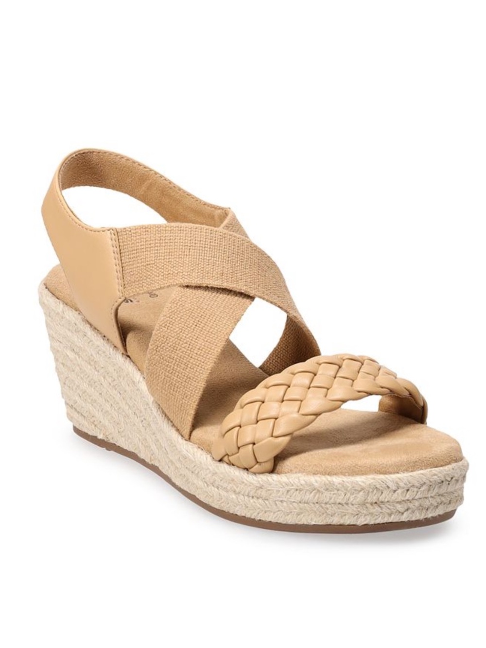 Sonoma Goods for Life Coraa espadrille wedge sandals taupe tan braided straps
6